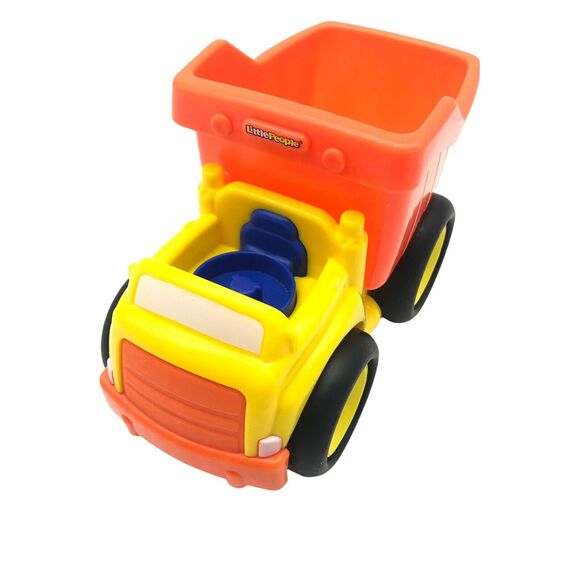 Fisher Price Little People Vehicle Yellow Orange Dump Truck Working Sound Mattel - Picture 1 of 8